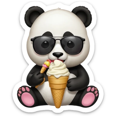Get this emoji or create your own with AI ✨ https://www.emojis.com/emoji/panda-eating-ice-cream-HqrUXni6ddKCat with sunglasses sticker