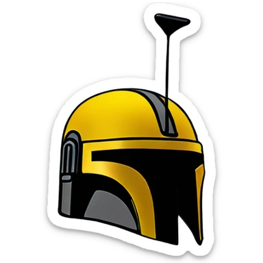 Mandalorian helmet black and yellow with antenna sticker