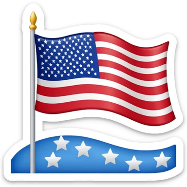 American flag emoji, red and white stripes, blue field with white stars sticker