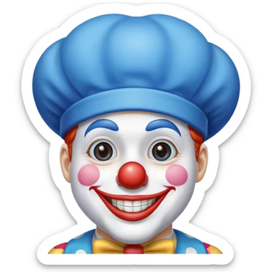 Chú hề, đội mũ cao xanh dương cười tươi, 25 tuổi sticker