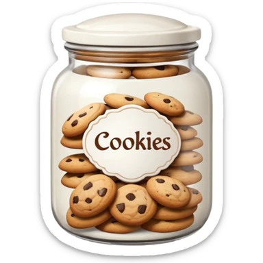 Ceramic jar with “Cookies” label and lid sticker