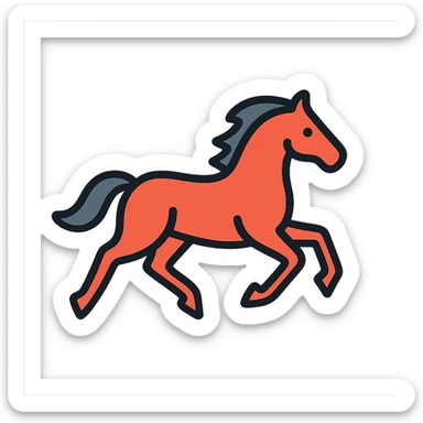 galloping horse color outline icon, dynamic pose, clean lines, minimal detail, modern style sticker