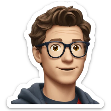 tom holland spiderman with glasses sticker