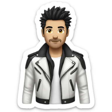 Punk male,dark hair, with white leather jacket sticker