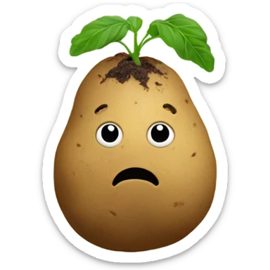 A potato with soil, no expression, no leaves sticker