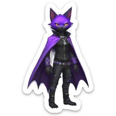 cool edgy black punk Purple nargacuga-bat-cat-Fakemon collar full body sticker