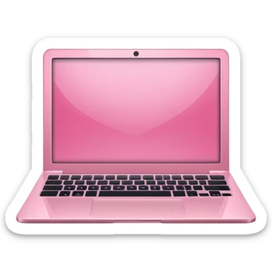  pink pink laptop with a sleek modern design, open screen, soft lighting and reflections, minimal aesthetic, isolated on transparent background, realistic style sticker