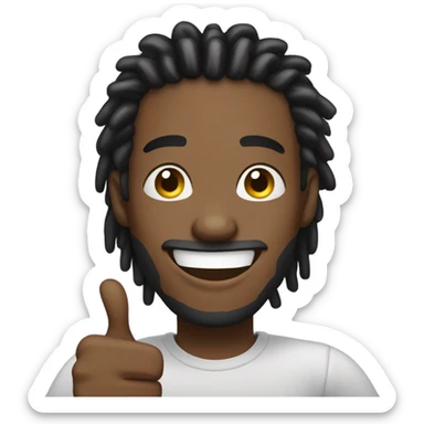Black man with dreads smiling with 2 thumbs up sticker