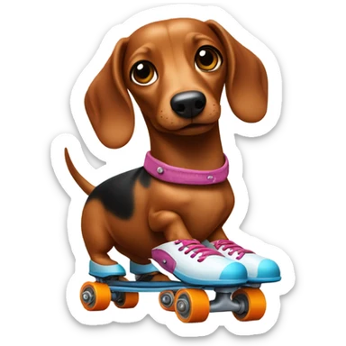 Sausage dog on roller skates  sticker