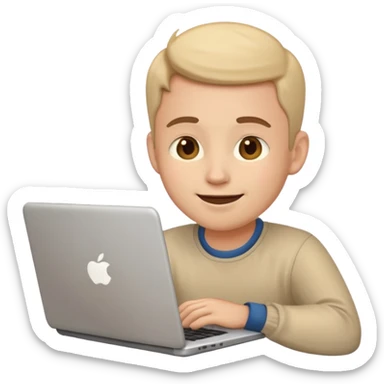 programmer emoji with laptop, daydreaming sticker