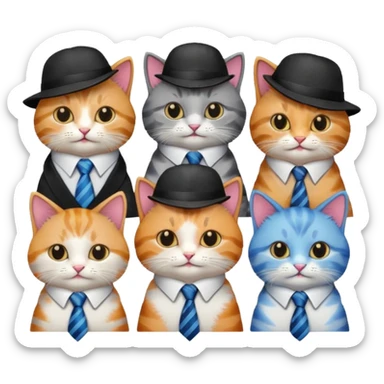 cat with ties and hats diffrents cats sticker