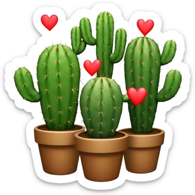cactus emoji with hearts lovely sticker