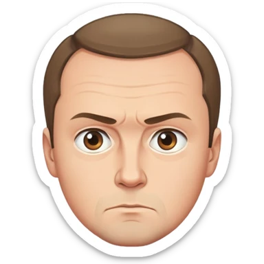 portrait of Medvedev with a round face, serious and focused expression sticker