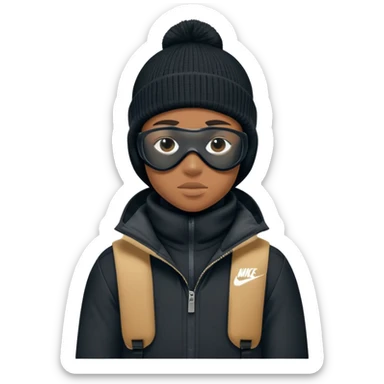 Young black 13 year old with Nike ski mask with ARP sticker