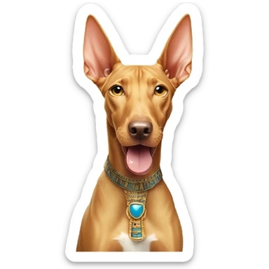 An Egyptian pharaoh hound its tongue sticking out sticker