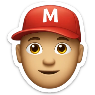 Red letter M with a cap sticker
