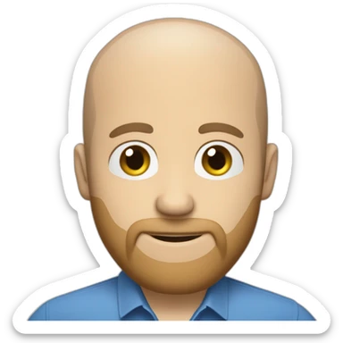 white male with small beard and almost bald smart casual blue shirt holding papers full profile sticker