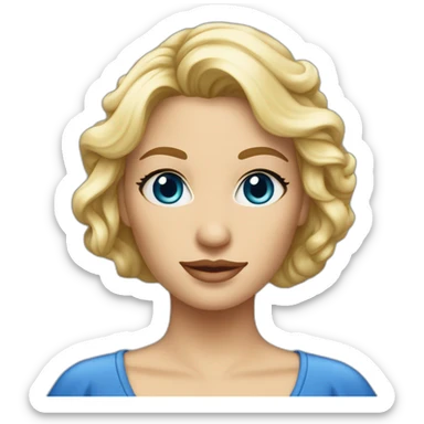 une femme blonde aux yeux bleus avec la robe sticker