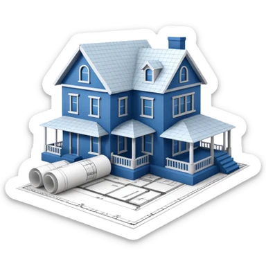 architect blueprints of a house only on paper sticker