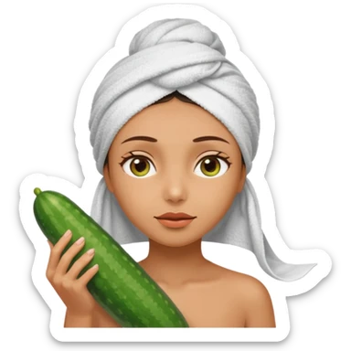 Chica con toalla en el pelo y pepinos en los ojos sticker