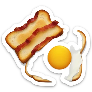 “Two fried eggs, crispy bacon, and buttered toast on a plate.” sticker