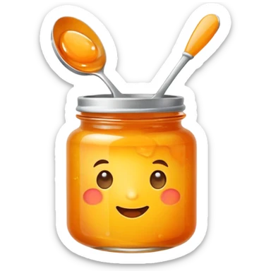 orange marmalade with a spoon, simple and cute emoji style sticker
