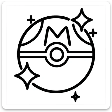 Add a sparkle effect to the simplified Master Ball icon, preserving the original style and transparent background. sticker