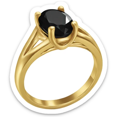 gold ring with black oval diamond sticker