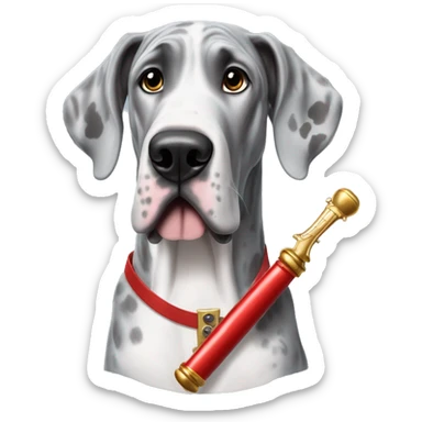 Merle grey Great Dane with a nutcracker  sticker