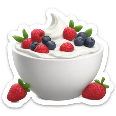 A cute yogurt bowl with fruts  sticker