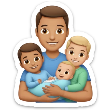 man with three babies sticker