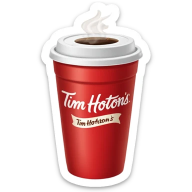 Tim Hortons coffee, it should be red cup with white write writing " Tim Hortons" and a White lid make it a large sticker