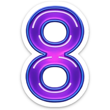 Neon sign in the form of numbers "18+" in dark purple and dark blue tones sticker