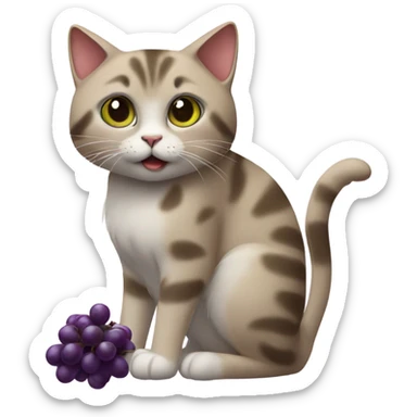 a cat giving a grape sticker