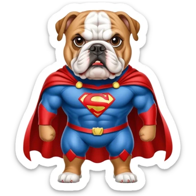 bulldog ingles traje super héroe sticker