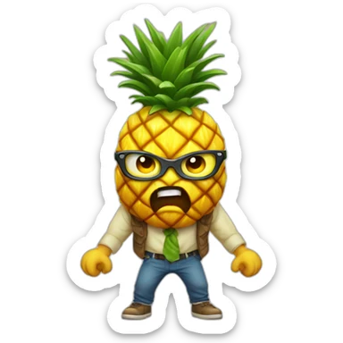 Angry Pineapple Man sticker