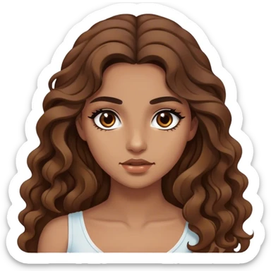 Beautiful girl,brown hair,wavy hair，long hair,Black eyes, Greek  sticker