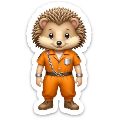 Hedgehog with prison outfit and ankle chain sticker