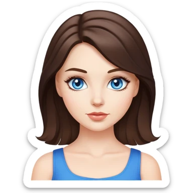 white girl, brunette hair, blue eyes, coquette style sticker