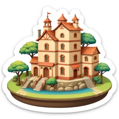 Ghibli-style little city and small home sticker