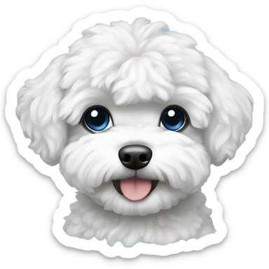 Maltipoo, black and white hair, blue eyes anime style sticker