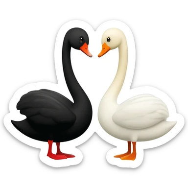 Black swan and white swan love swan looking to each other sticker