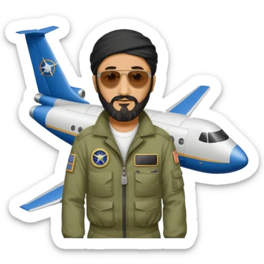 Osama bin Ladin standing on a plane sticker