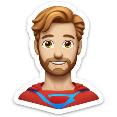 Flying superman with redish brownish hair blue eyes trimmed beard sticker