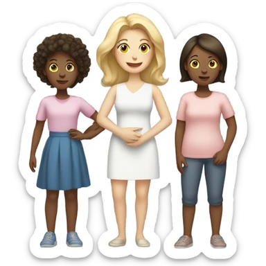 white family, brunette woman and blonde woman as mothers to two girl children sticker