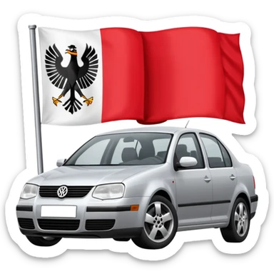Volkswagen 2001 Jetta with Albanian eagle (the red and black flag) keep the car silver sticker