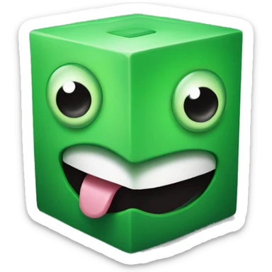 GrA green cube with eyes and tongue sticker