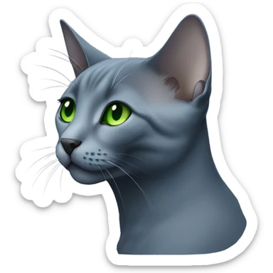 Russian blue with green eyes side profile sticker