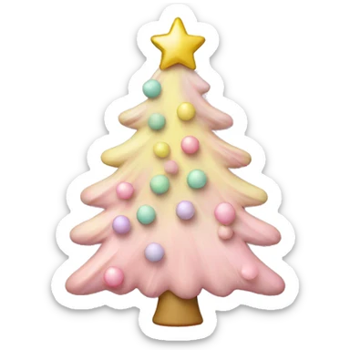 pastel pin k christmas tree with pastel pink and pastel yellow ornaments sticker