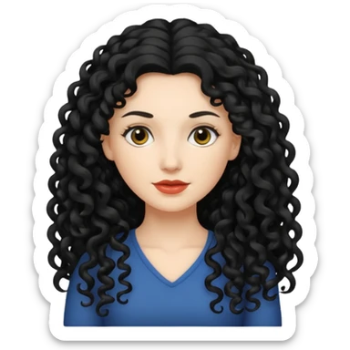 mujer blanca con cabello largo rizado negro sticker